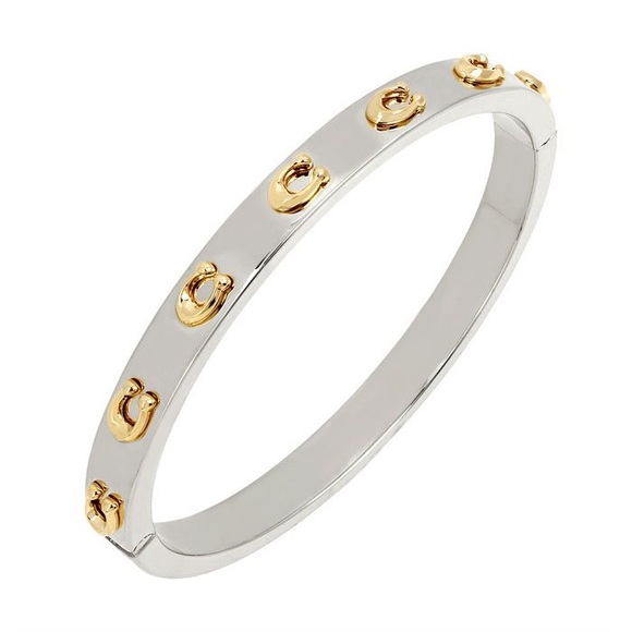 NWT COACH Pegged Signature C Hinged Bangle Bracelet